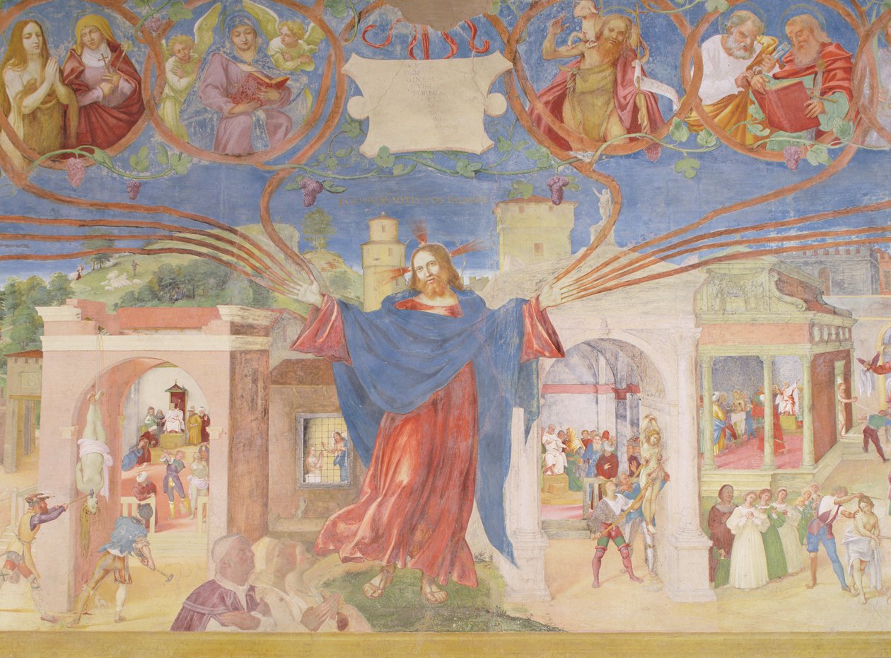 Fragment obrazu „Chrystus-winorośl i legenda św. Barbary”, 1524 autorstwa Lorenzo Lotto