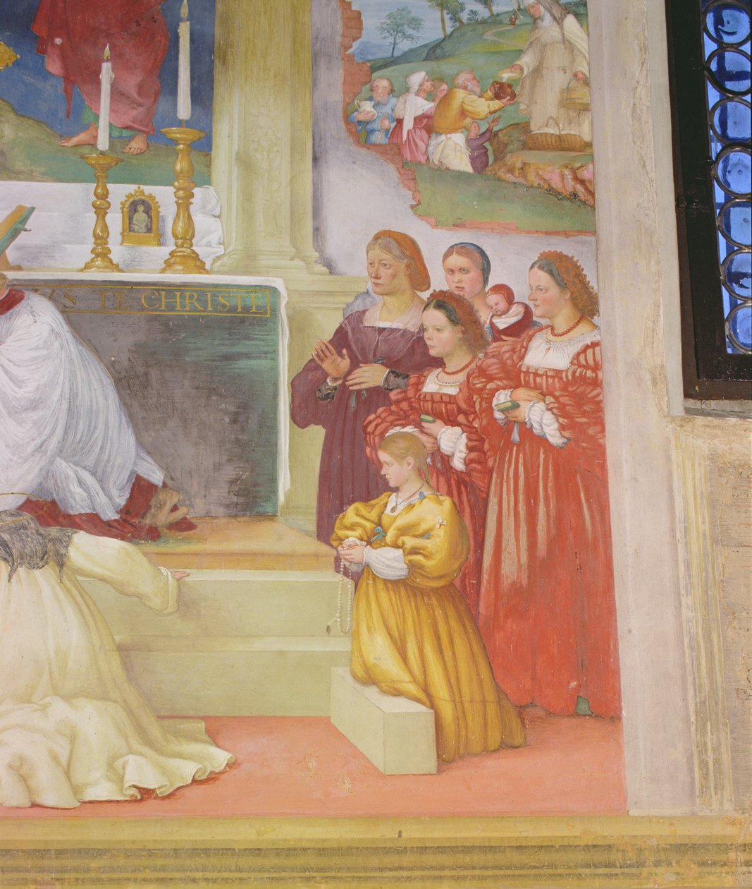 Detal z „Odzież św. Brygidy”, 1524 autorstwa Lorenzo Lotto