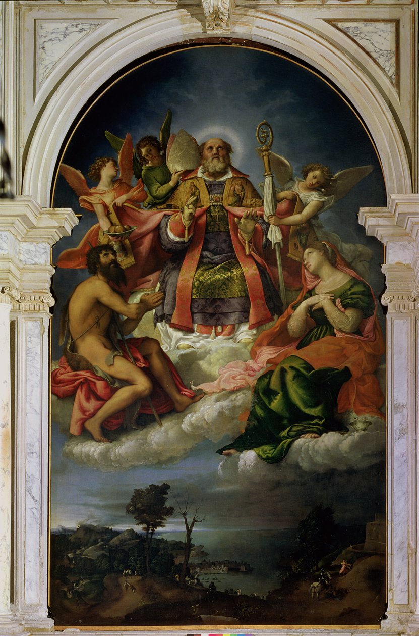 Św. Mikołaj w chwale ze świętymi autorstwa Lorenzo Lotto