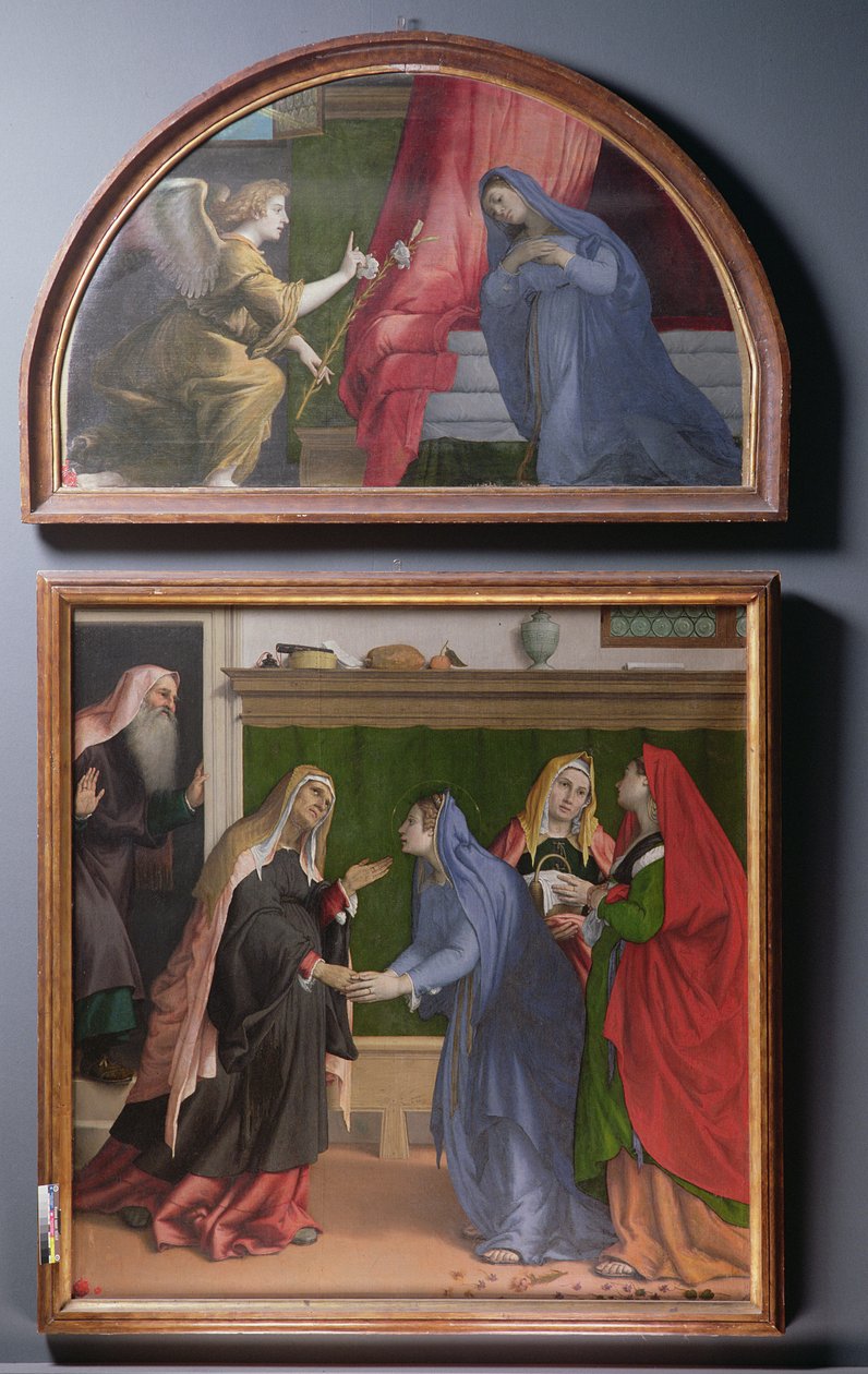 Zwiastowanie i Nawiedzenie, dwa obrazy stanowiące ołtarz, 1530-35 autorstwa Lorenzo Lotto