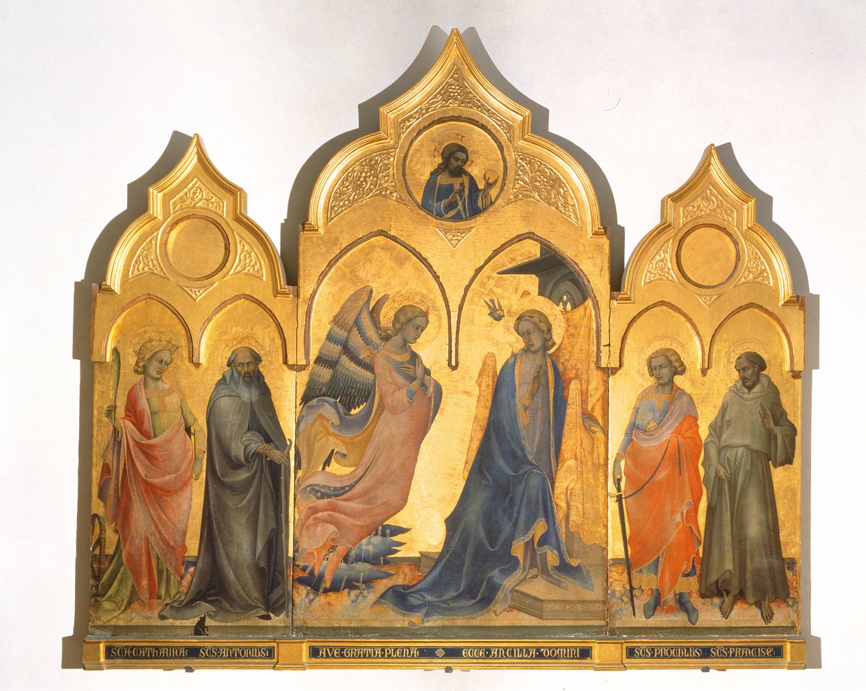 Zwiastowanie ze świętymi (tempera na panelu) autorstwa Lorenzo Monaco