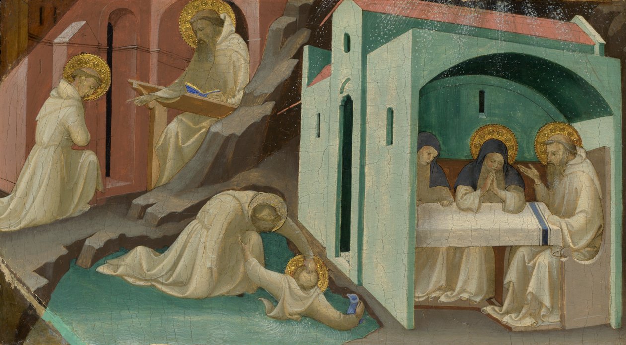 Incydenty z życia św. Benedykta, 1409, Londyn NG autorstwa Lorenzo Monaco