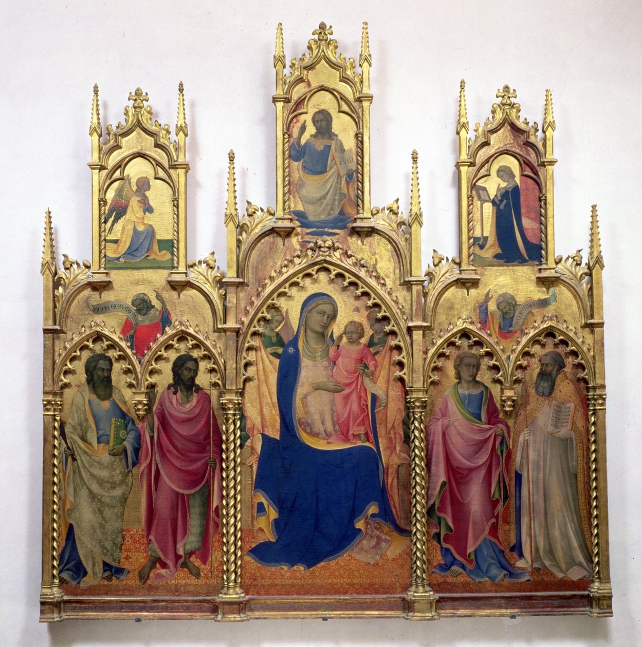 Madonna z Dzieciątkiem i świętymi (tempera na płycie) autorstwa Lorenzo Monaco