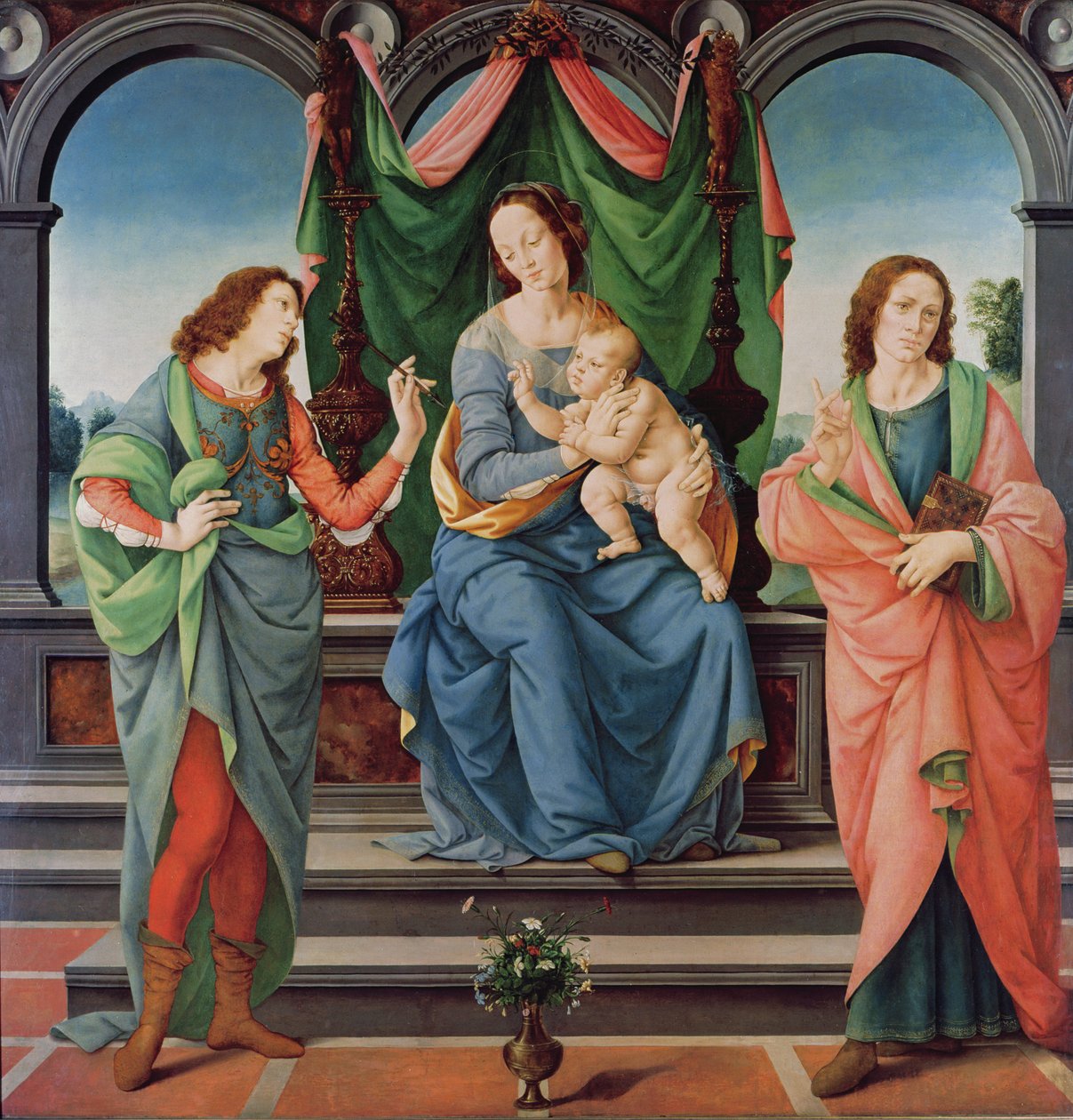 Dziewica z Dzieciątkiem między św. Janem a św. Sebastianem autorstwa Lorenzo di Credi
