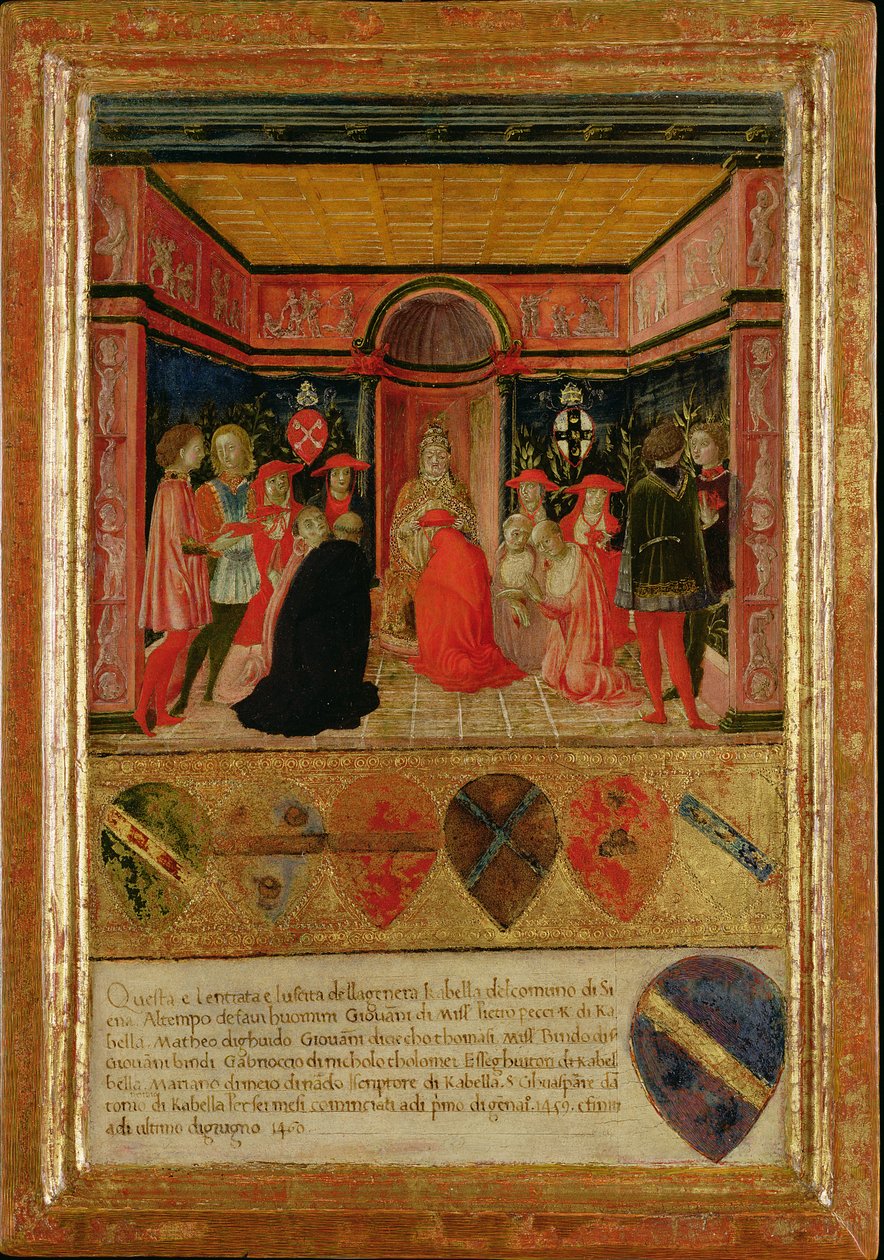 Papież Pius II (1405-64) Święcenia kardynała Francesco Piccolomini Todeschi (1439-1503) 1460 autorstwa Lorenzo di Pietro Vecchietta