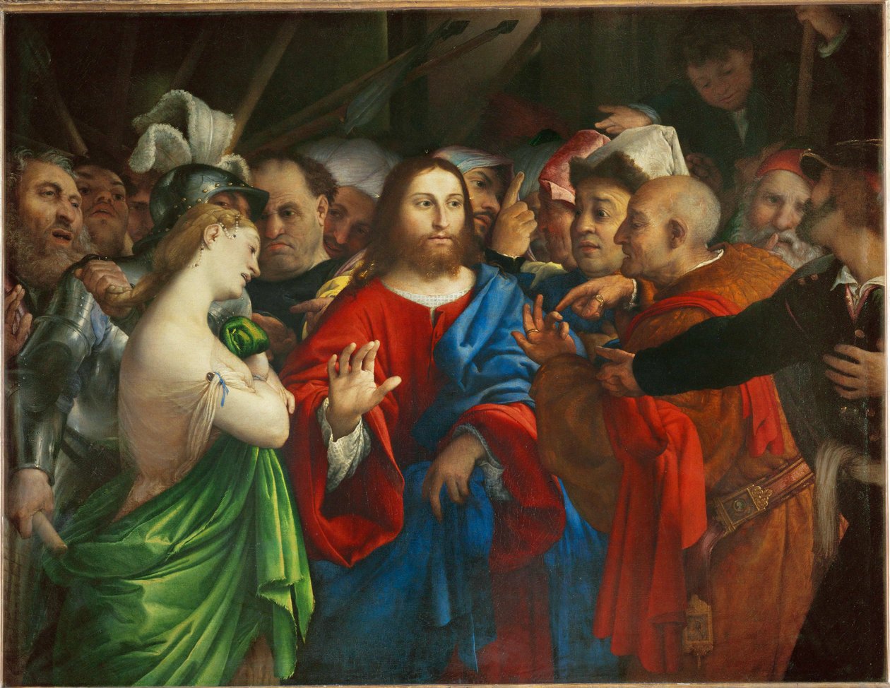 Le Christ et la femme adultere - Chrystus i cudzołożnica ... autorstwa Lorenzo (workshop of) Lotto