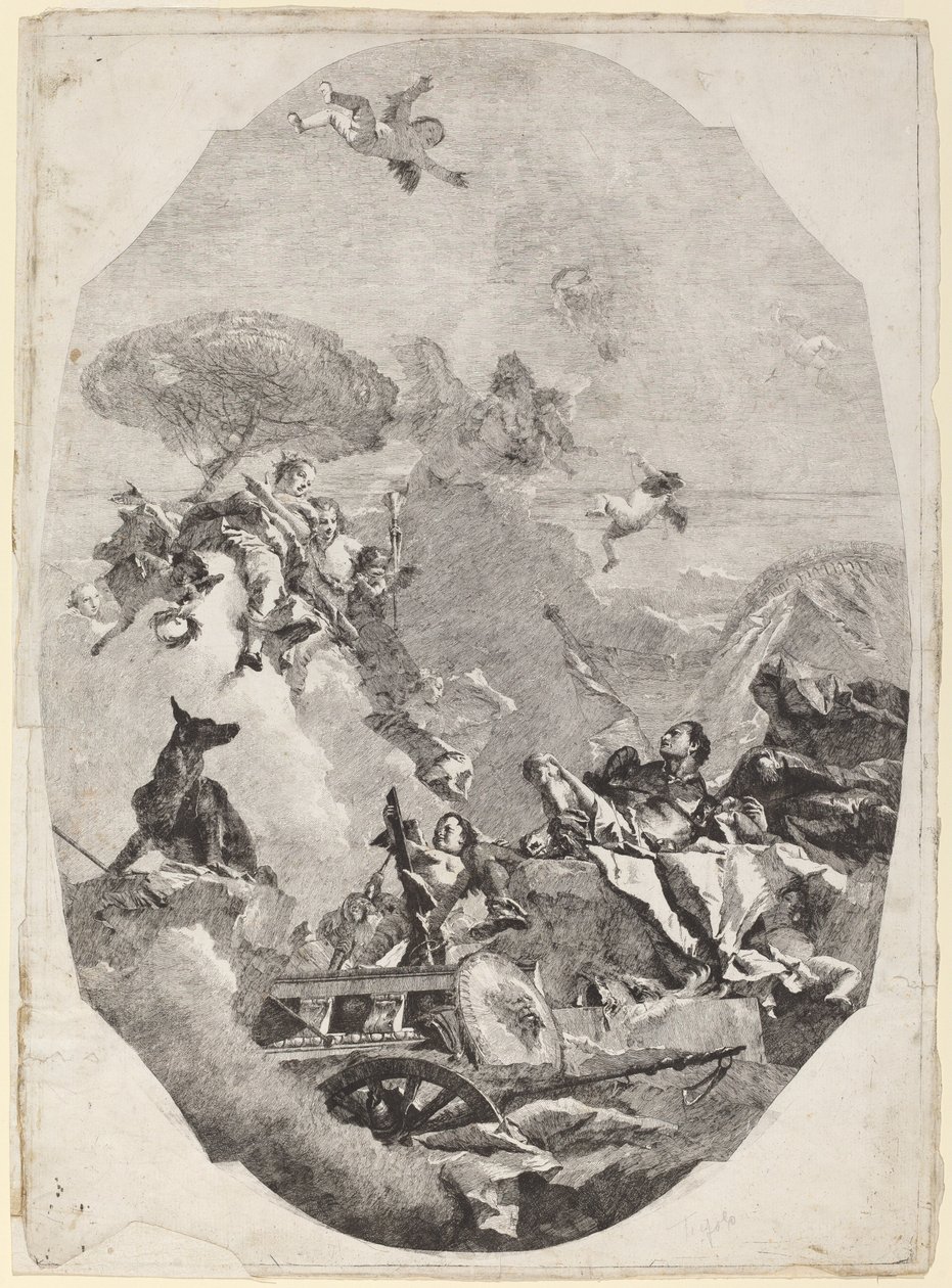 Triumf Marsa autorstwa Lorenzo Baldissera Tiepolo after Giovanni Battista Tiepolo