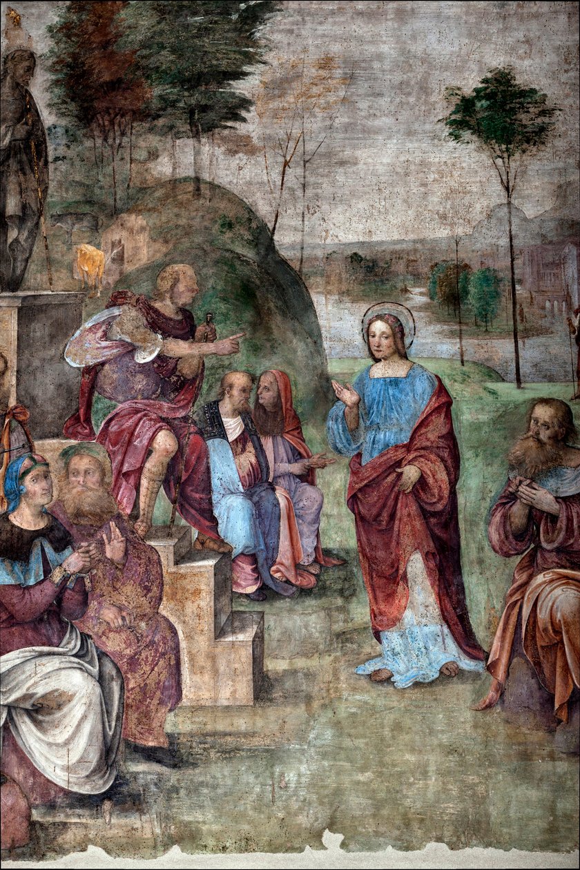 Życie św. Cecylii: Proces św. Cecylii, fragment (fresk) autorstwa Lorenzo Costa