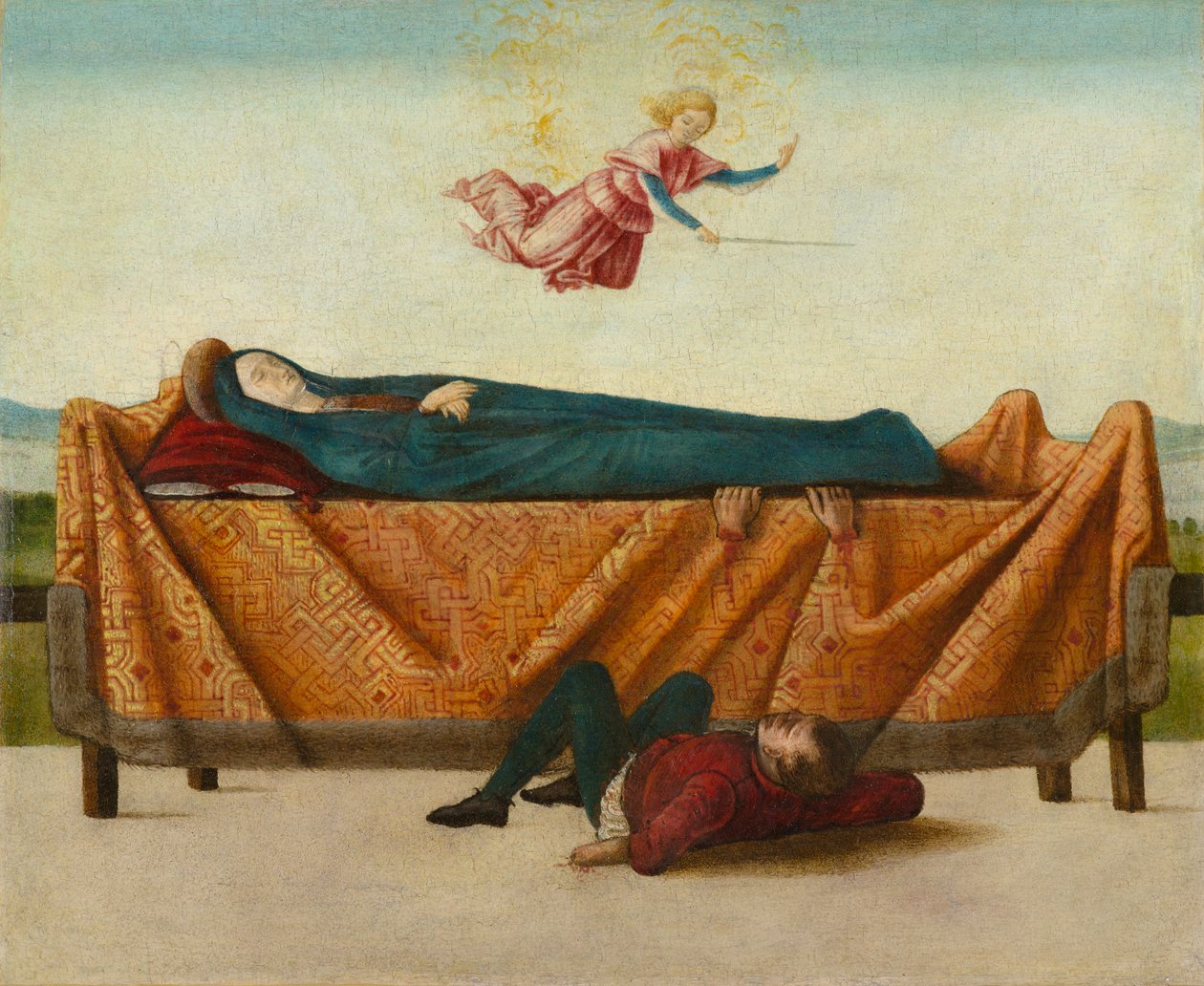 Cud Katafalku (panel B), ok. 1500-1506 (tempera na panelu) autorstwa Lorenzo Costa