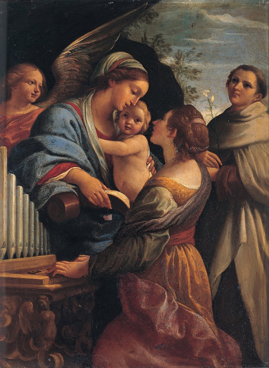Włoski: Madonna z Dzieciątkiem i świętymi Cecylią i Albertem Madonna z Dzieciątkiem, świętymi Cecylią i Albertem autorstwa Lorenzo Garbieri