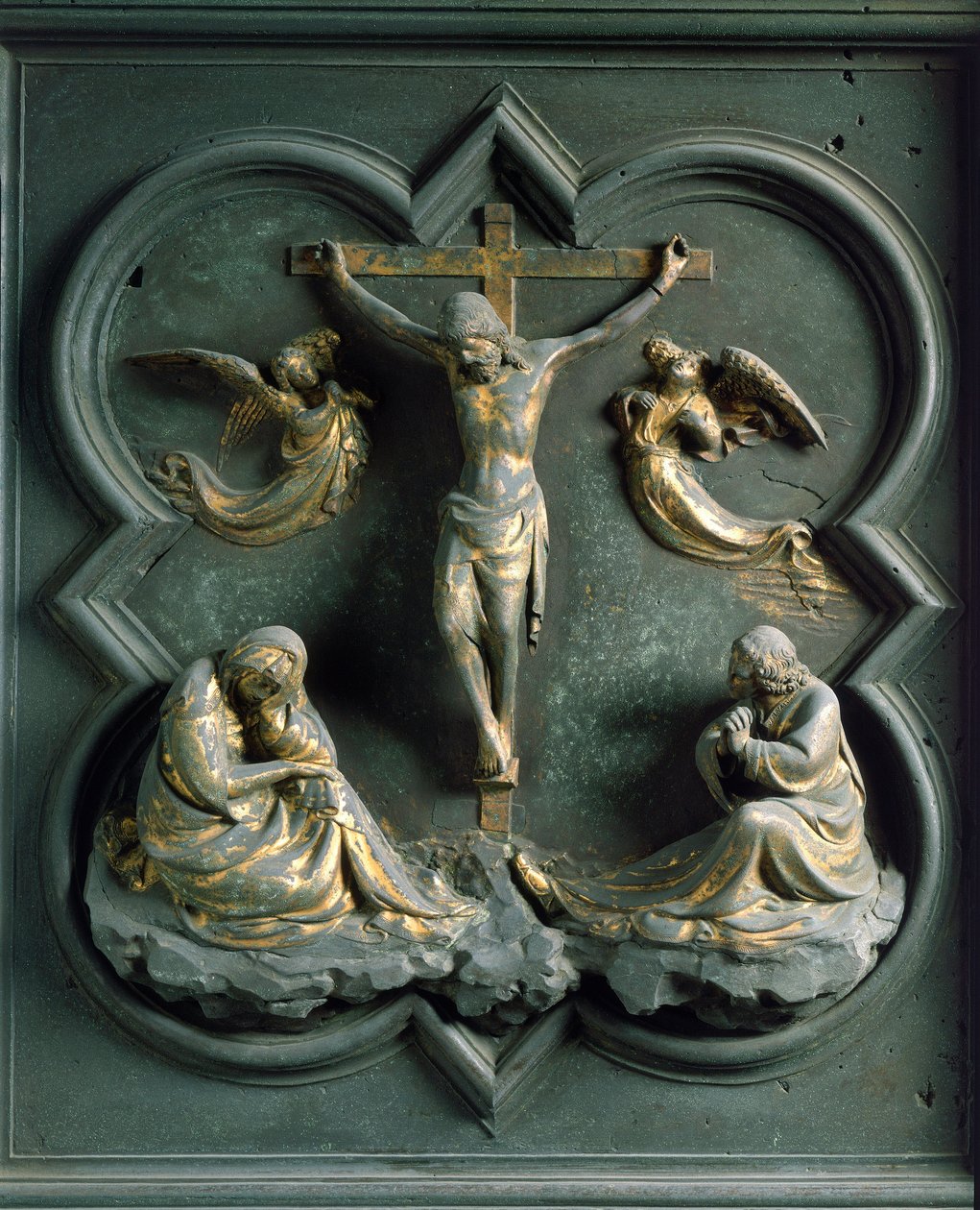 Porta Północna (zwana Bramą Krzyżową, na północy), detal zewnętrzny: „”ukrzyżowanie”” Rzeźba z brązu wykonana przez Lorenzo Ghiberti (1378-1455) autorstwa Lorenzo Ghiberti
