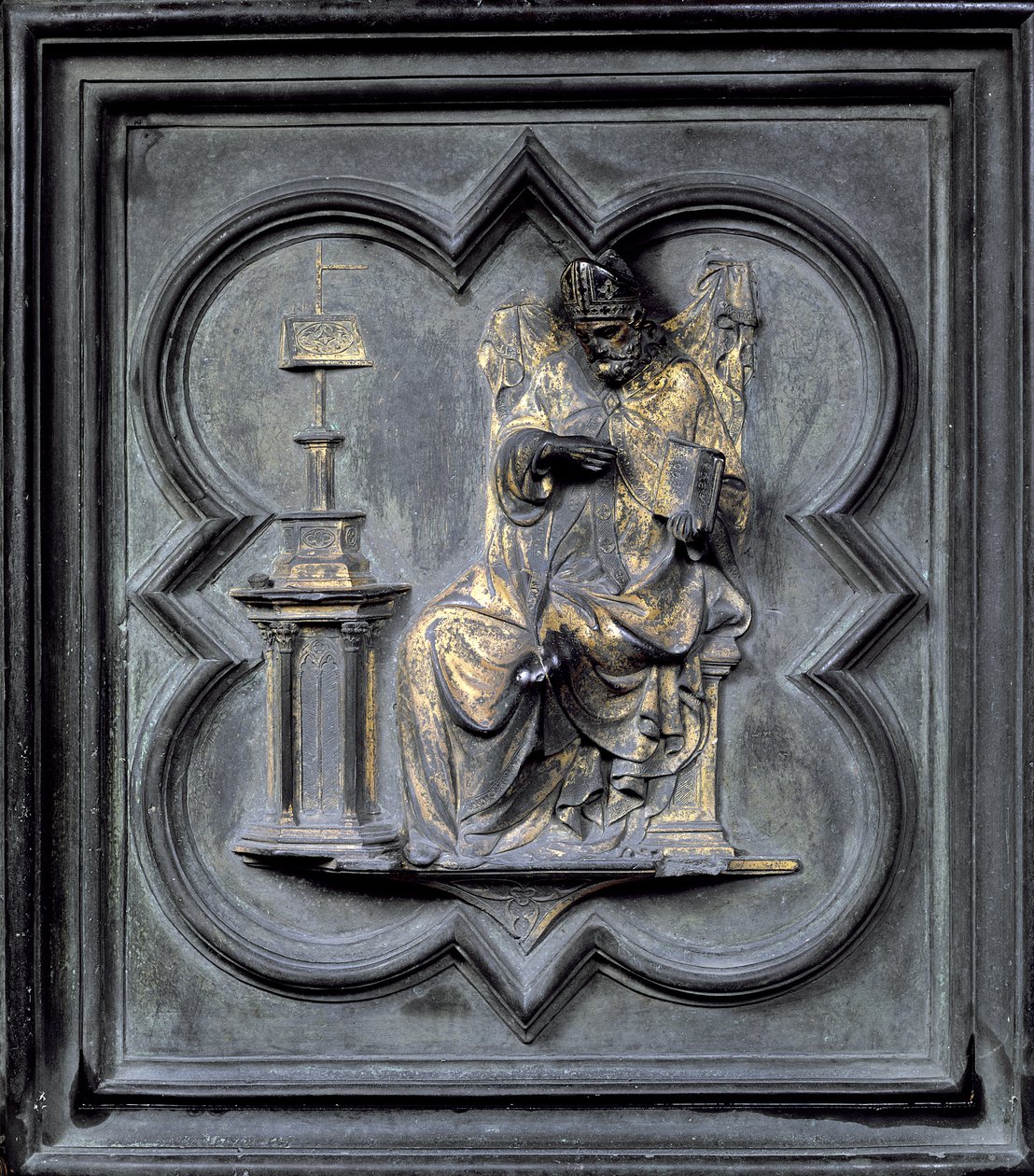St Augustine, panel H drzwi północnych baptysterium San Giovanni, 1403-24 (brąz) autorstwa Lorenzo Ghiberti