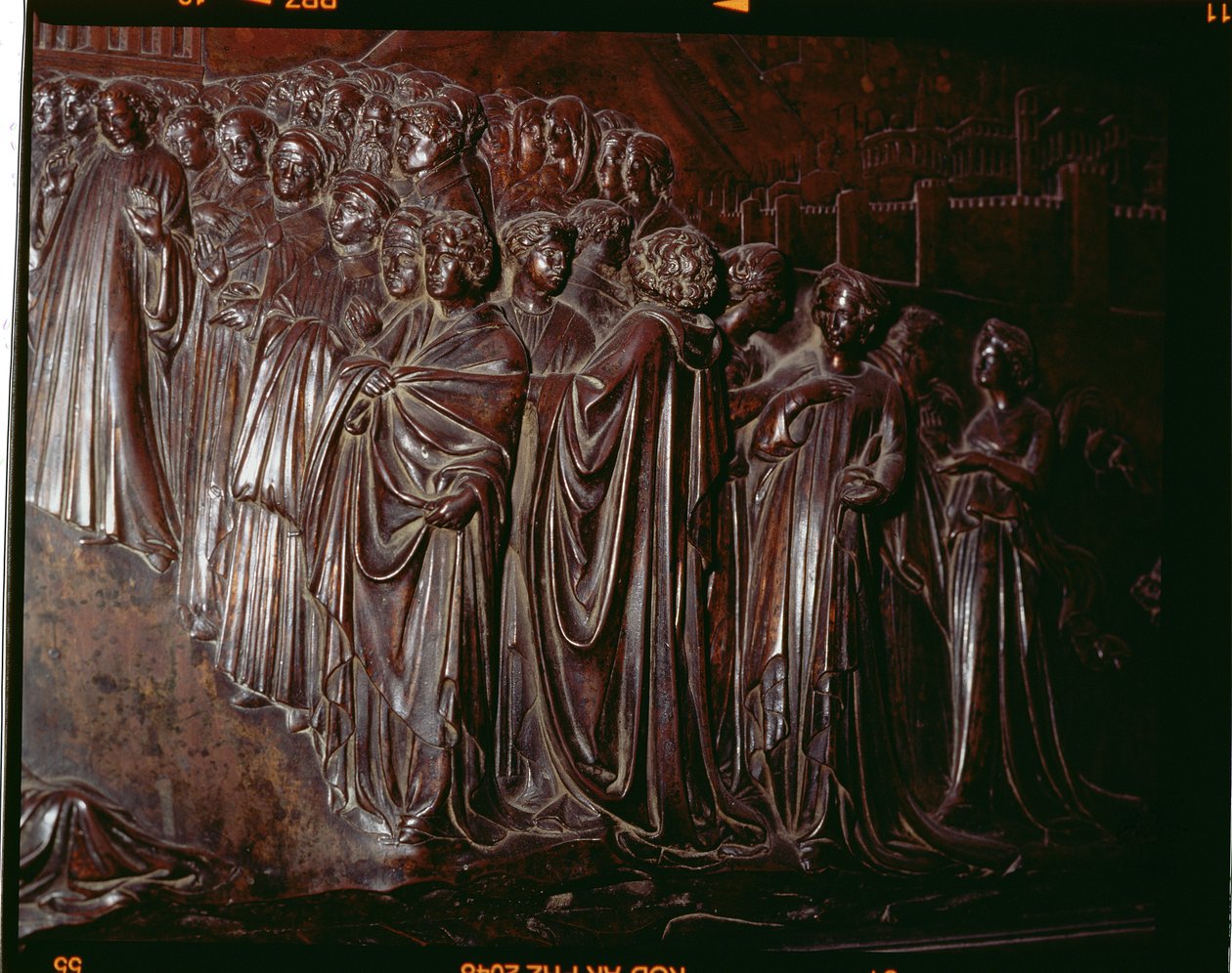 Sanktuarium św. Zenobiusza, fragment tłumu, 1432-5 fragment brązu z 97641 autorstwa Lorenzo Ghiberti