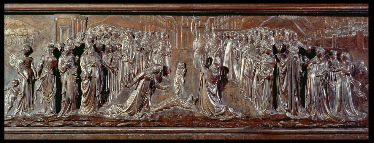 Sanktuarium św. Zenobiusza, detal reliefu, ok. 1432-42 detal z brązu z 97641 autorstwa Lorenzo Ghiberti
