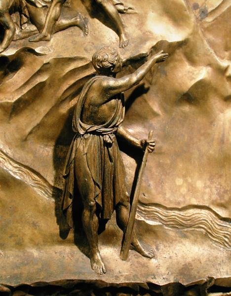 Historia Kaina i Abla, fragment Kaina, oryginalny panel ze wschodnich drzwi baptysterium autorstwa Lorenzo Ghiberti