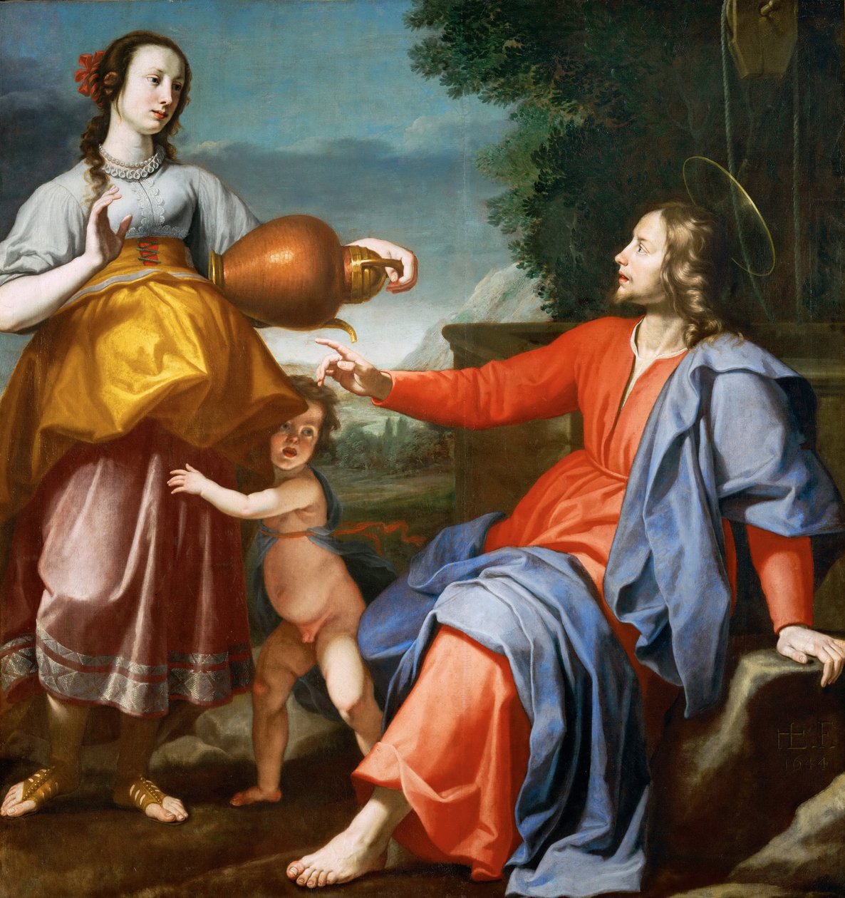 Jesus Christ et la Samaritgaine - Chrystus i Samarytanka - Lorenzo Lippi (1606-1665). olej na płótnie autorstwa Lorenzo Lippi