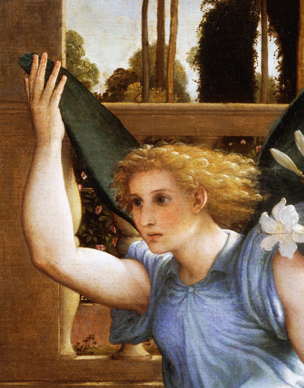 Zwiastowanie Anioła, detal z obrazu Zwiastowanie, ok. 1434, autor Lorenzo Lotto (1480-1556), olej na płótnie autorstwa Lorenzo Lotto