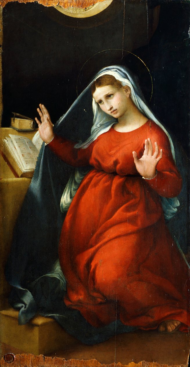 Zwiastowanie Marii, ok. 1525, Lorenzo Lotto (1480 ca-1556), olej na desce, 82,5x42 cm autorstwa Lorenzo Lotto