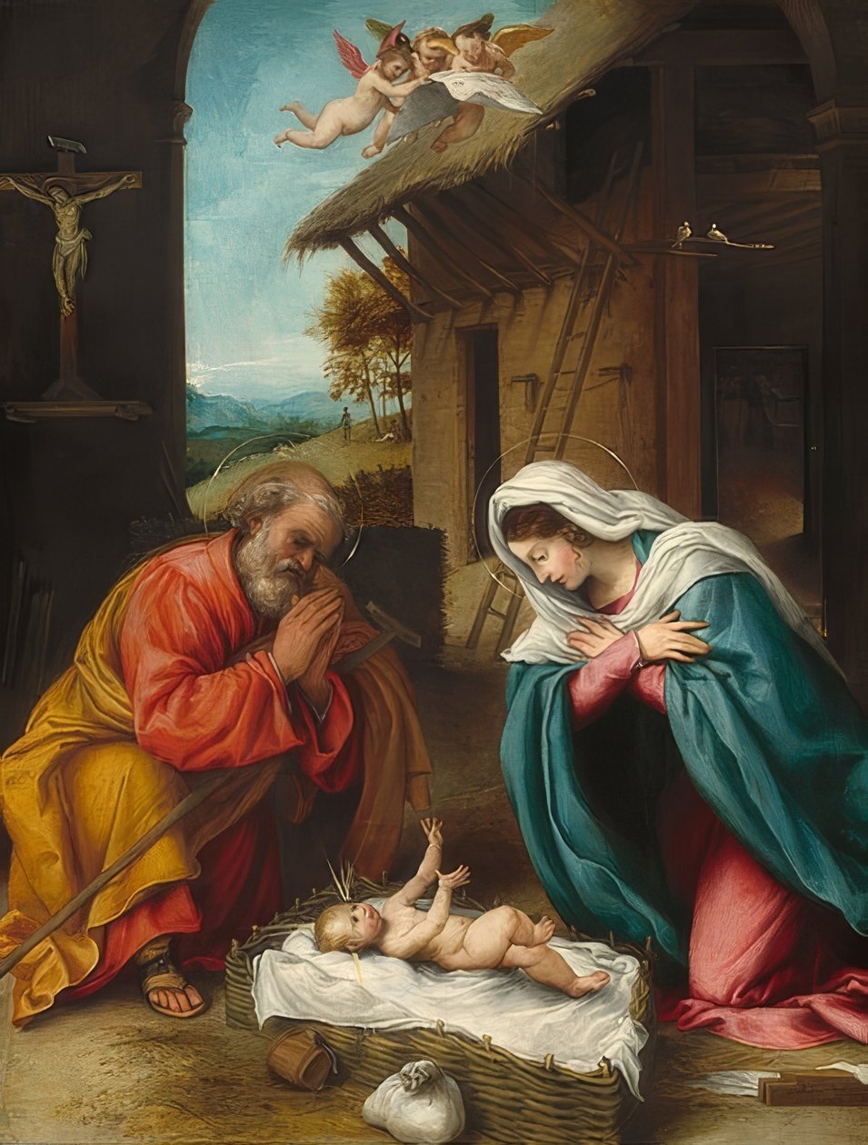 Narodziny Chrystusa. 1523 autorstwa Lorenzo Lotto
