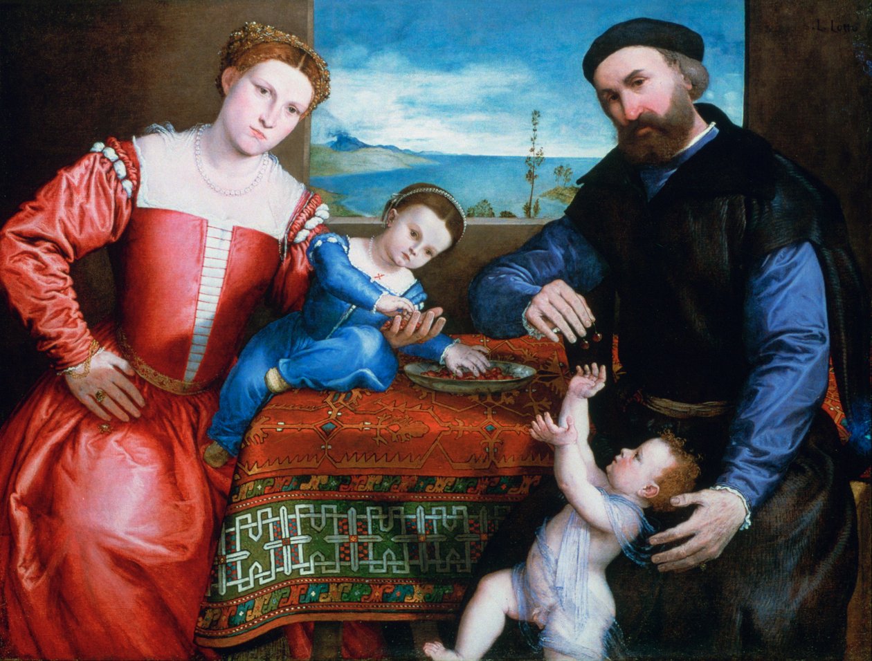 „Giovanni della Volta z żoną i dziećmi”, c1547 autorstwa Lorenzo Lotto