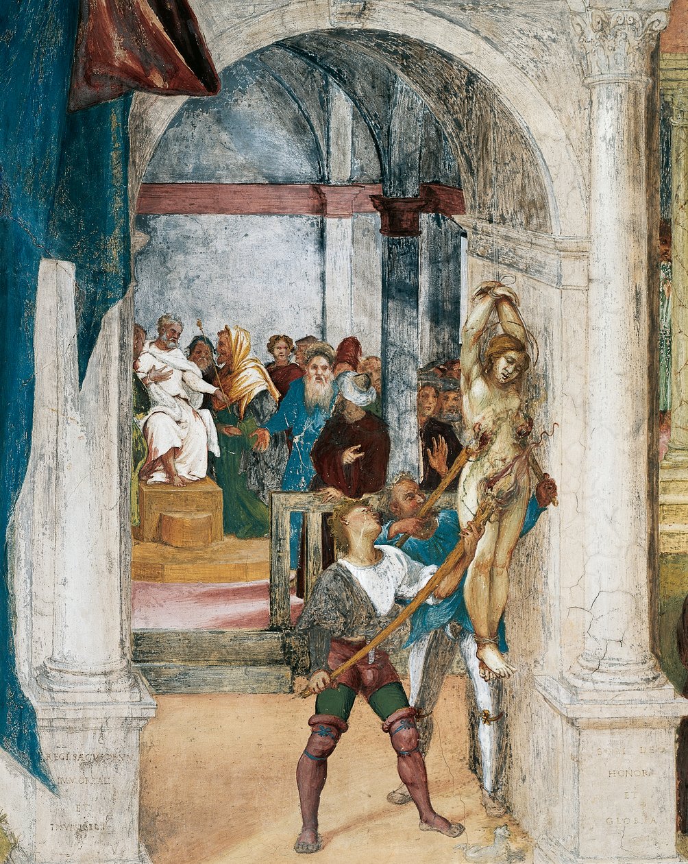 Męczeństwo św. Barbary, fragment z Christ-Vine i Legenda o św. Barbarze autorstwa Lorenzo Lotto (ok. 1480 - 1556), fresk, fragment, Villa Suardi, Capella Suardi, Trescore Balneario autorstwa Lorenzo Lotto