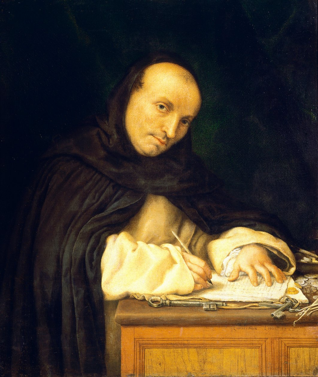Portret zakonnika dominikańskiego lub portret zakonnika stróża klasztoru San Zanipolo autorstwa Lorenzo Lotto