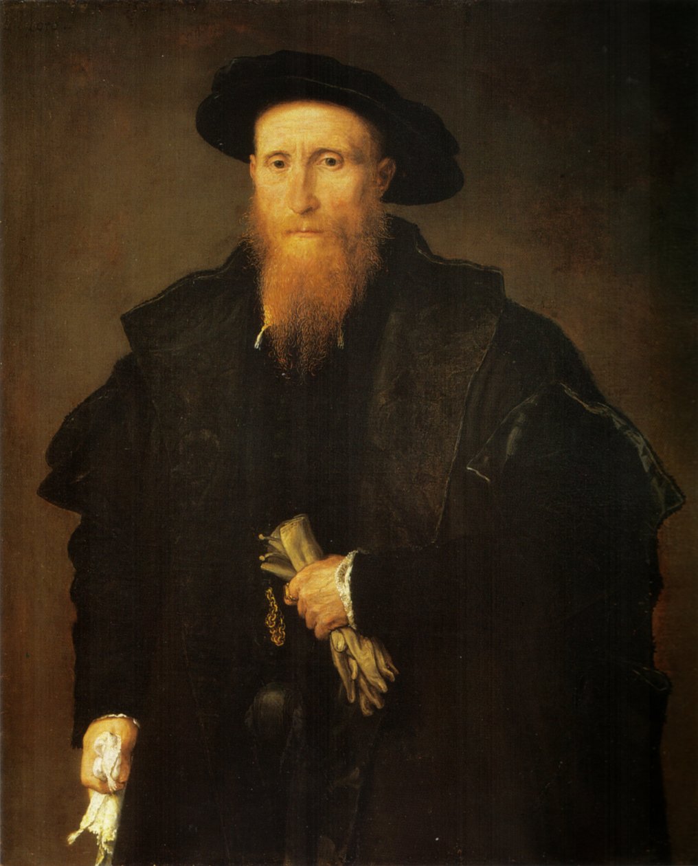 Portret starszego mężczyzny w rękawiczkach autorstwa Lorenzo Lotto