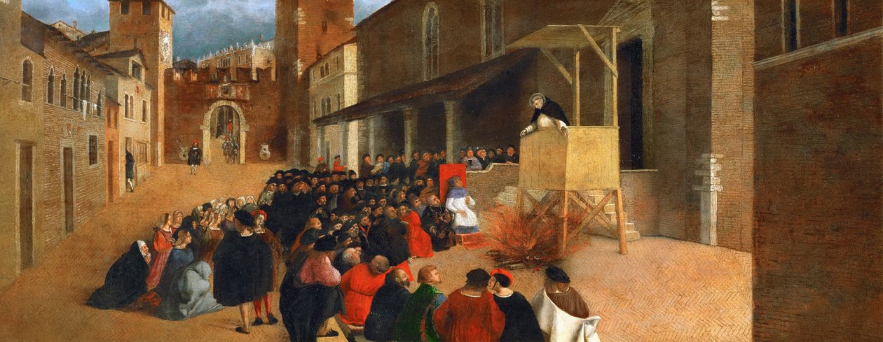 Renesans: św. Dominik (1170-1221) nauczający w Recanati par Lotto, Lorenzo (1480-1556) autorstwa Lorenzo Lotto