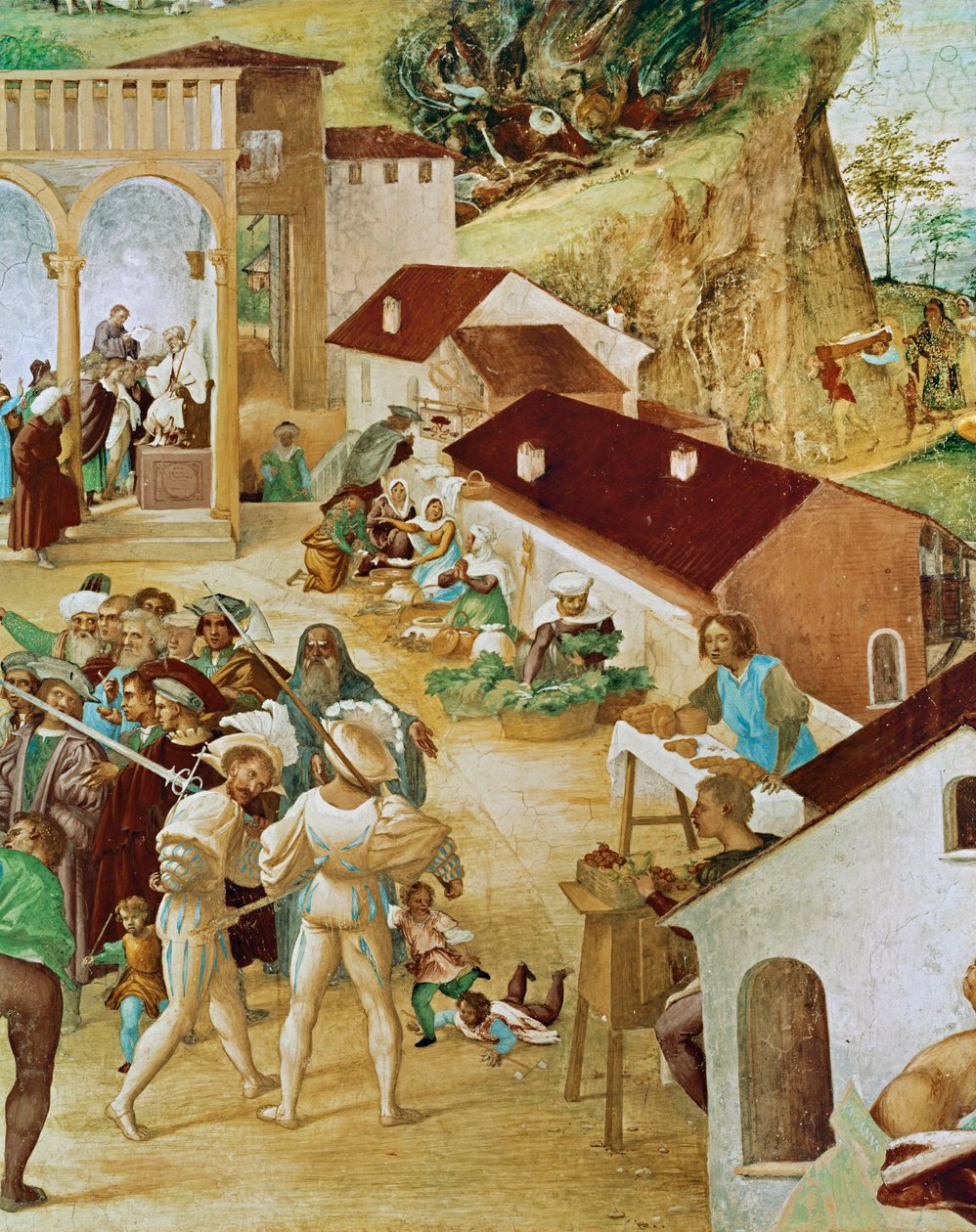 Prawa strona Capella Suardi, kościół Santa Barbara w ... (malowidło ścienne) autorstwa Lorenzo Lotto