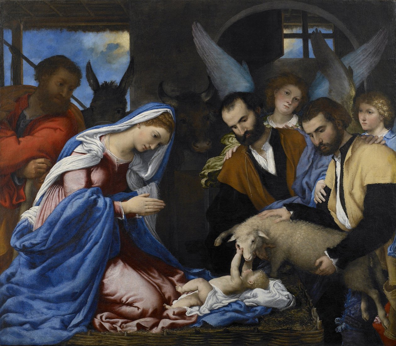 Adoracja pasterzy autorstwa Lorenzo Lotto