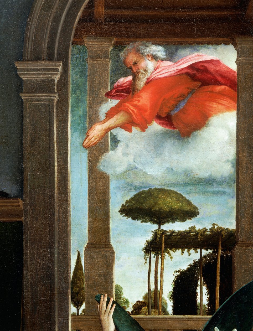 Ojciec Przedwieczny, fragment Zwiastowania, ok. 1434, p. Lorenzo Lotto (1480-1556), olej na płótnie autorstwa Lorenzo Lotto