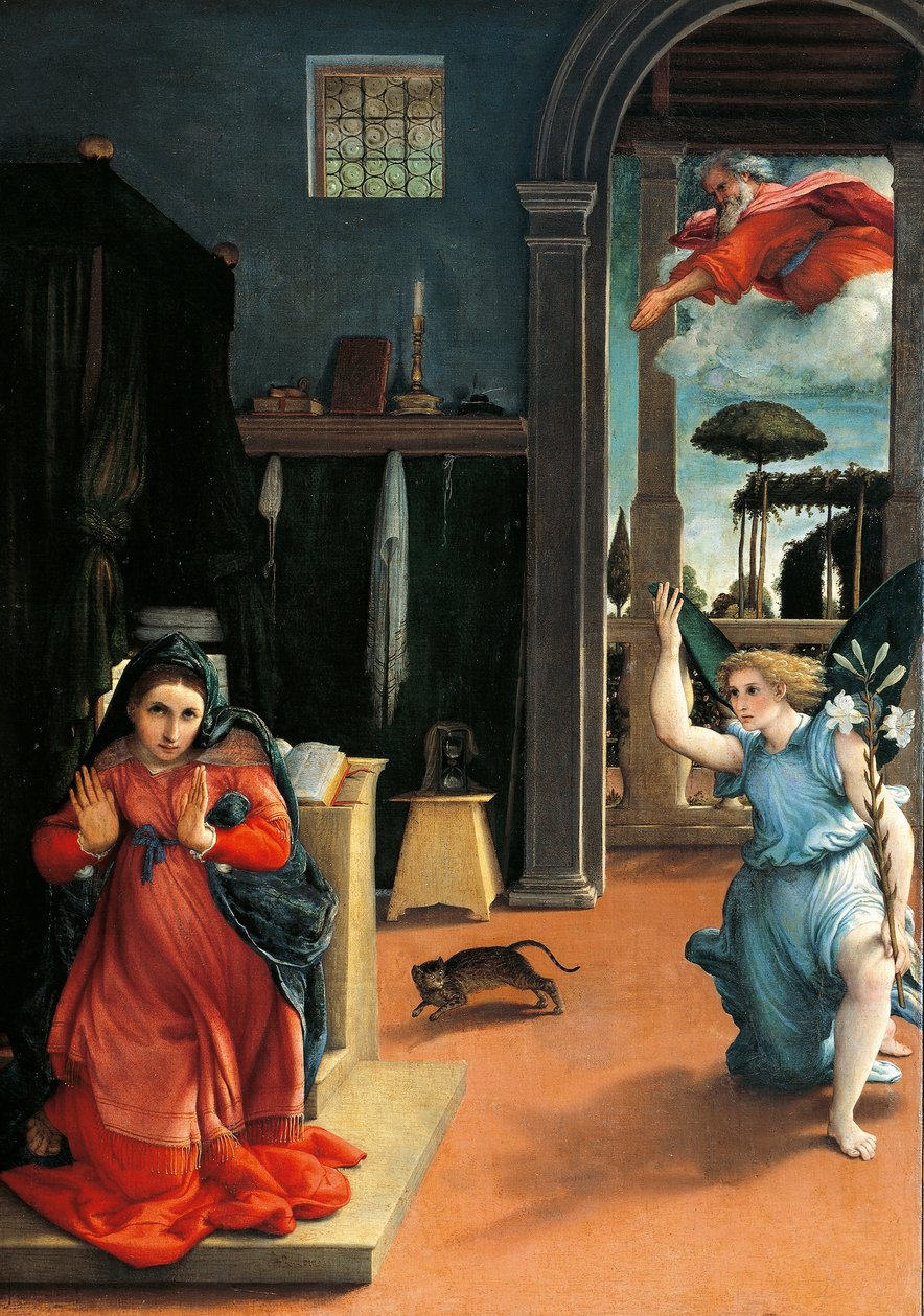 Zwiastowanie Recanati, ok. 1532, Lorenzo Lotto (1480 ca-1556), olej na płótnie autorstwa Lorenzo Lotto