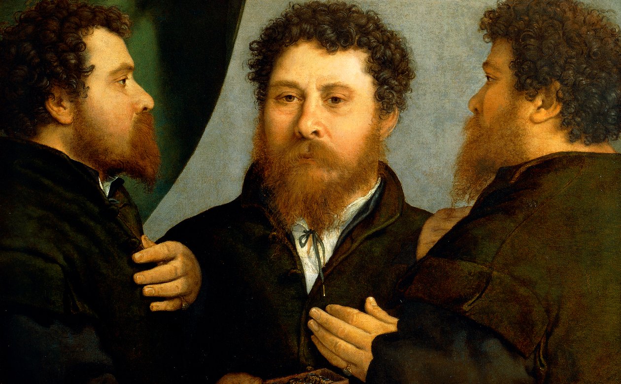 Potrójny portret złotnika autorstwa Lorenzo Lotto (1480 ca-1556), olej na płótnie, 521x791 cm autorstwa Lorenzo Lotto