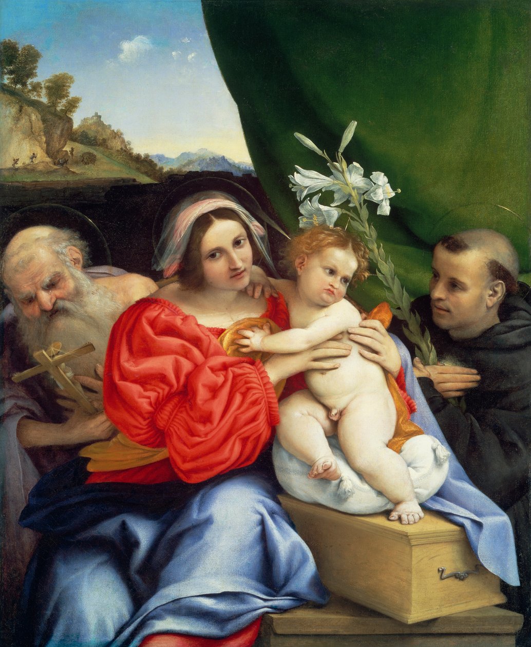 Matka Boska z Dzieciątkiem oraz świętymi Hieronimem i Mikołajem z Tolentino autorstwa Lorenzo Lotto