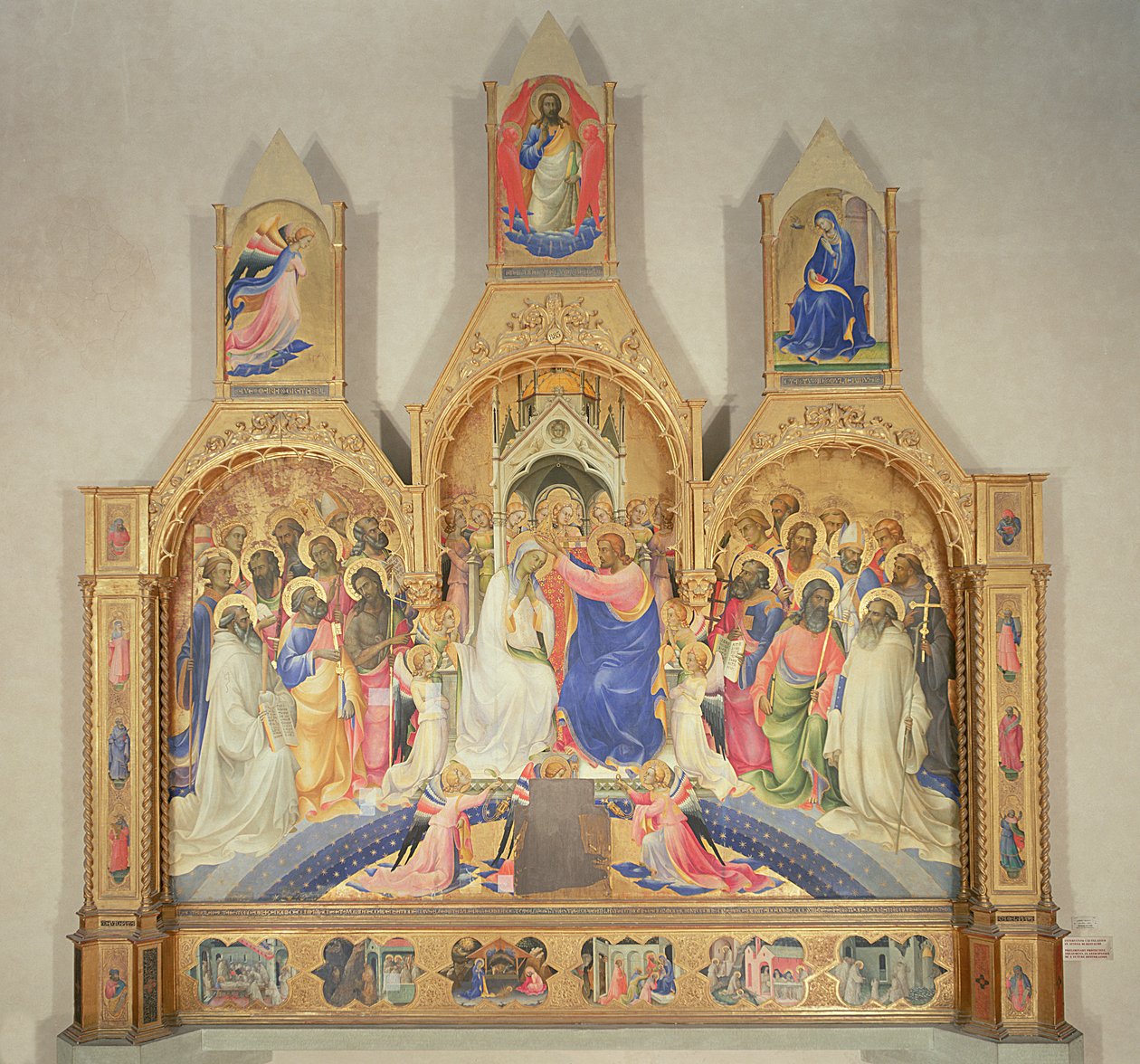Koronacja Marii, 1414 (tempera na drewnie, złote tło) autorstwa Lorenzo Monaco