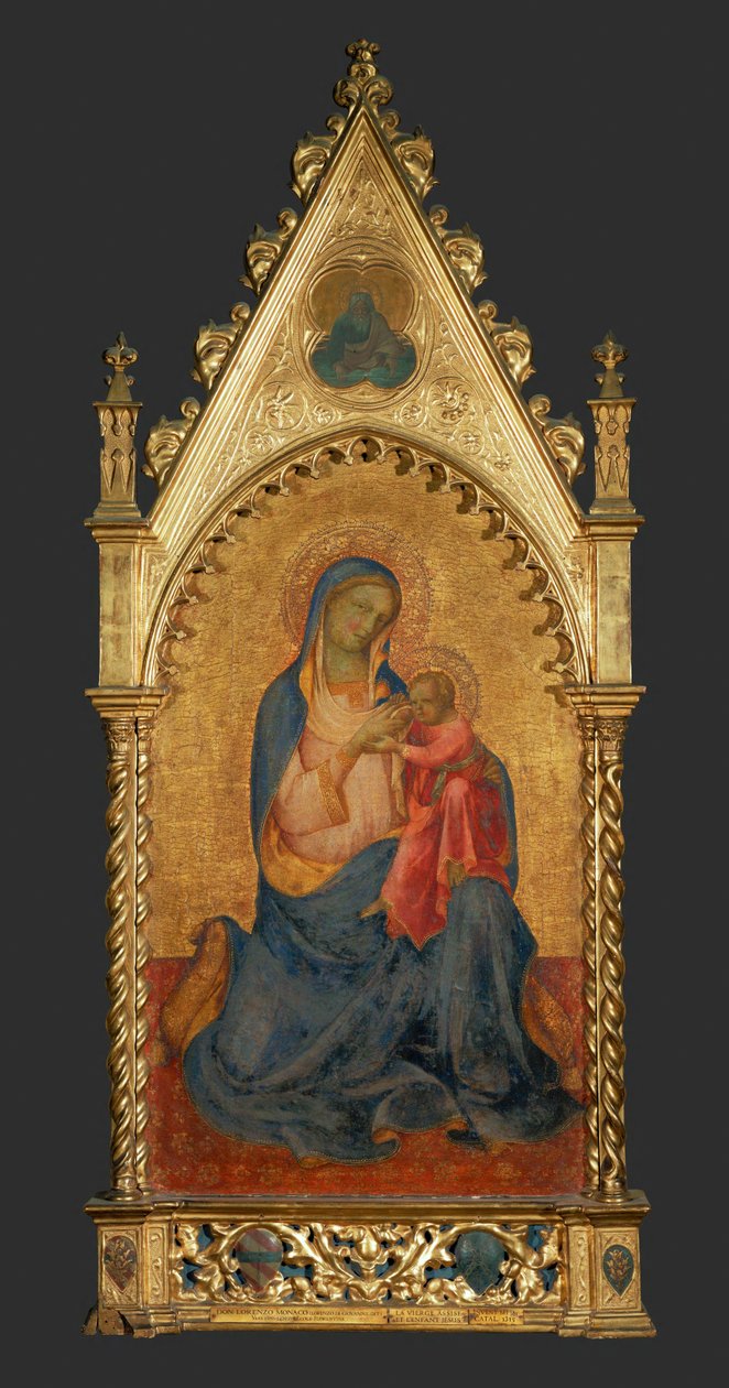 Madonna z Dzieciątkiem, w medalionie na górze: Bóg-Ojciec ... autorstwa Lorenzo Monaco