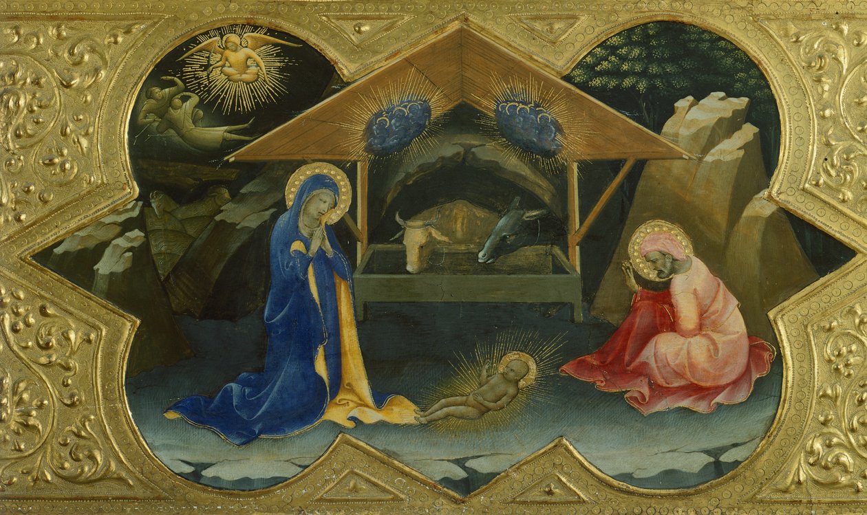 Szopka, scena z predelli Koronacji Najświętszej Marii Panny autorstwa Lorenza Monaco (ok. 1370-1425), tempera na desce, 32x53 cm autorstwa Lorenzo Monaco
