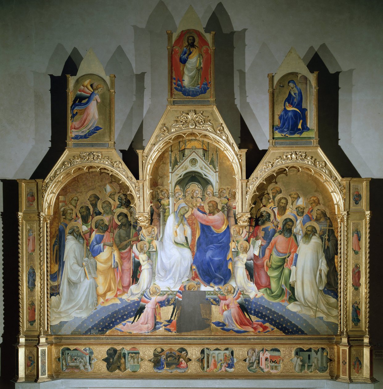 Koronacja Matki Boskiej - Tempera na drewnie autorstwa Lorenzo Monaco