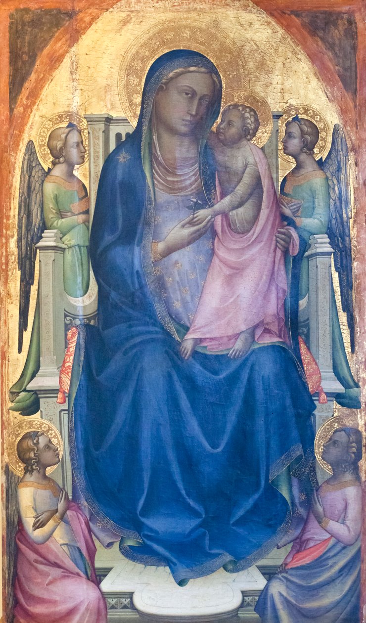 Dziewica z dzieckiem na tronie z czterema aniołami autorstwa Lorenzo Monaco