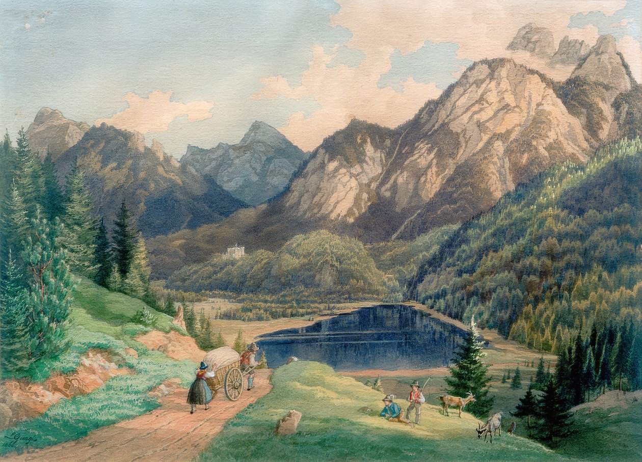 Schwansee w pobliżu Füssen autorstwa Lorenzo Quaglio