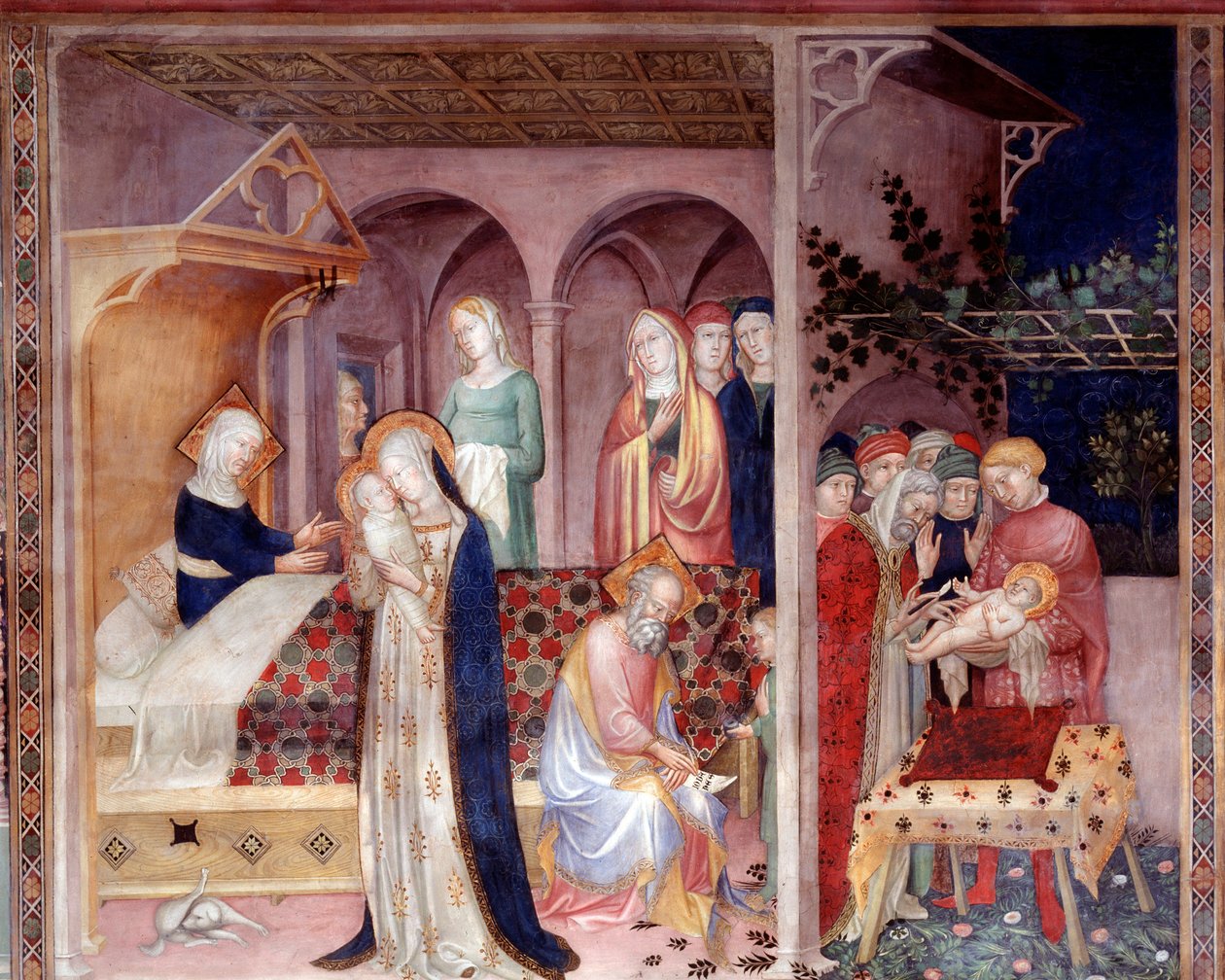 Narodziny św. Jana Chrzciciela i obrzezanie (Fresco autorstwa Lorenzo Salimbeni