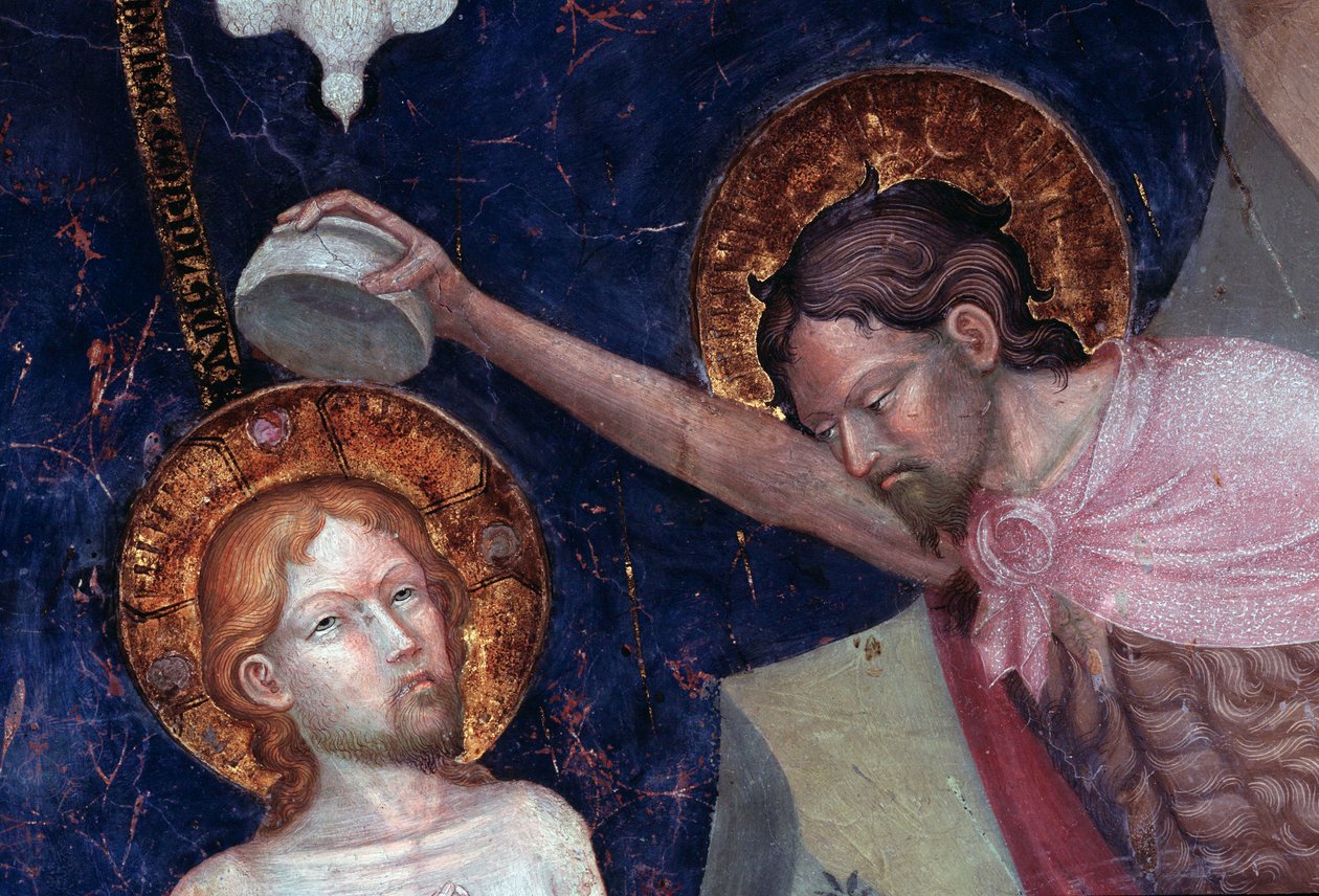 Św. Jan Chrzciciel chrzczący Jezusa, fragment (Fresco autorstwa Lorenzo Salimbeni