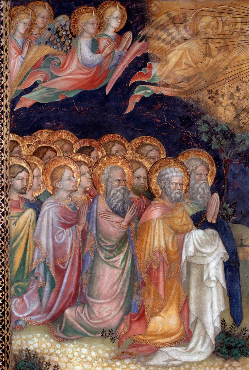 Chrzest Jezusa przez św. Jana Chrzciciela chrzczący Jezusa Detal Fresco autorstwa Lorenzo autorstwa Lorenzo Salimbeni