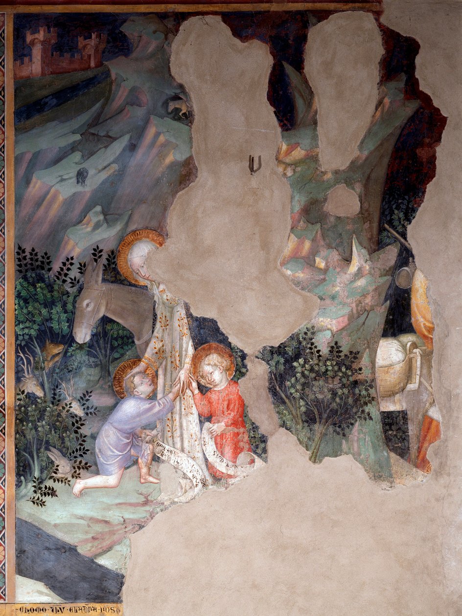Spotkanie Maryi i Jezusa ze św. Janem Chrzcicielem w dzieciństwie, fragment (Fresco autorstwa Lorenzo Salimbeni
