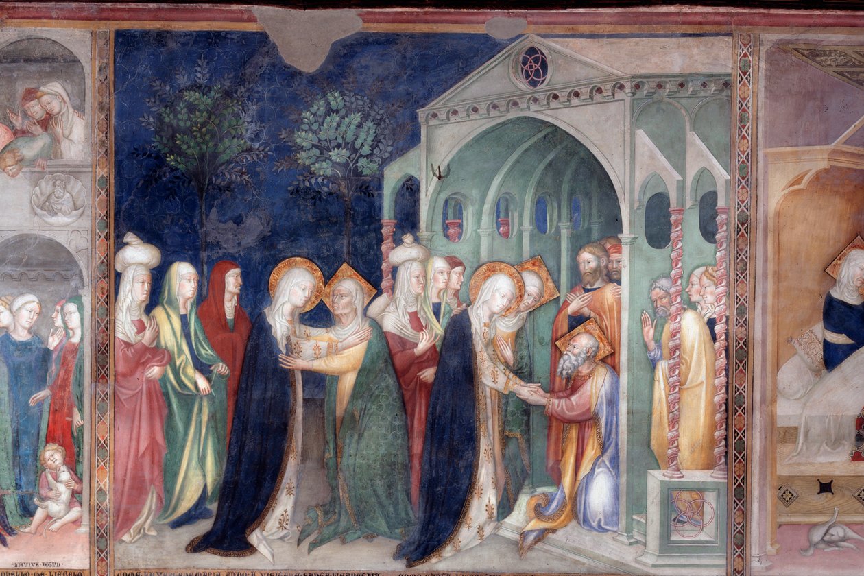 Nawiedzenie Maryi do św Elżbiety i św Zachary (Fresco autorstwa Lorenzo Salimbeni