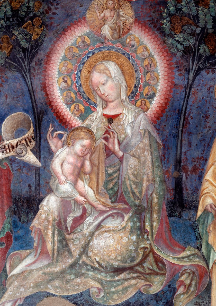 Dziewica z Dzieciątkiem ze św. Janem Chrzcicielem i św. Jakubem apostołem, detal (Fresco autorstwa Lorenzo Salimbeni