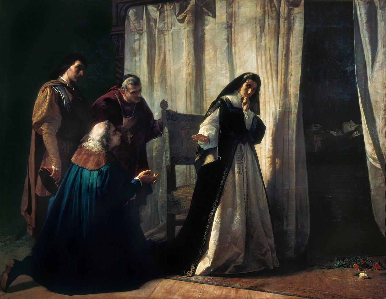 La queen Jeanne Iere dite Jeanne la Folle (Juana la Loca) (1479-1555) Obraz Lorenzo VALLES (1830-1910). Madryt. Muzeum Prado. autorstwa Lorenzo Valles