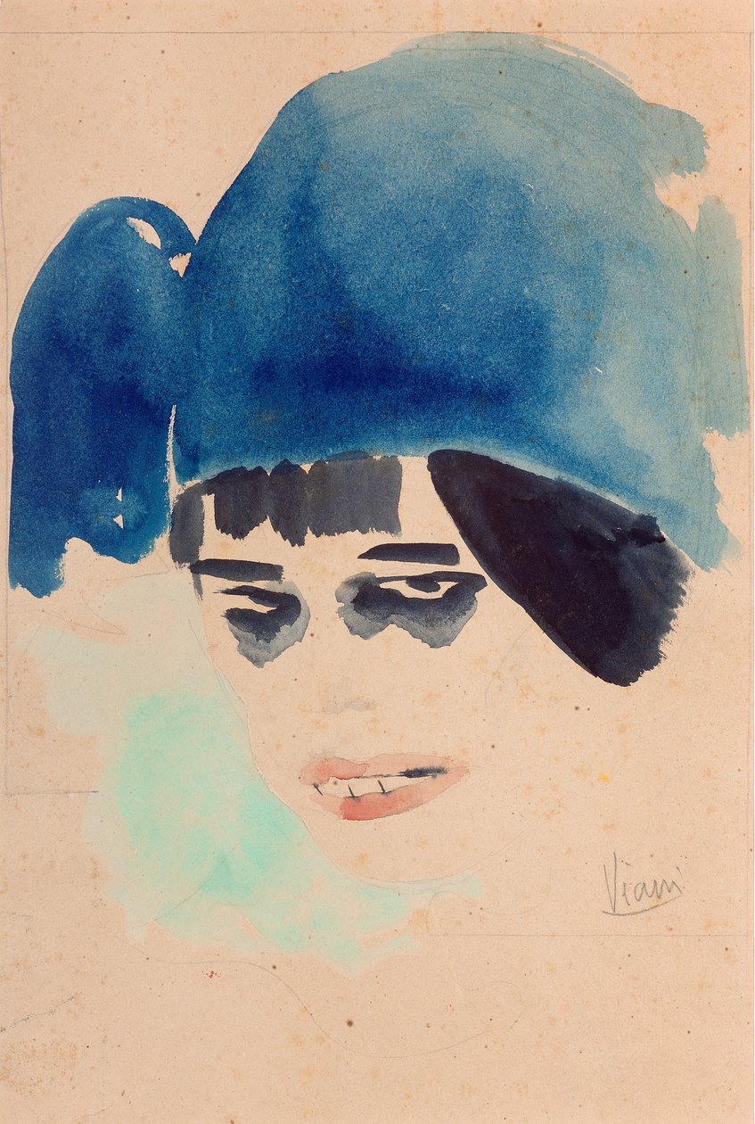 Portret, ok. 1912 (akwarela i ołówek na papierze) autorstwa Lorenzo Viani