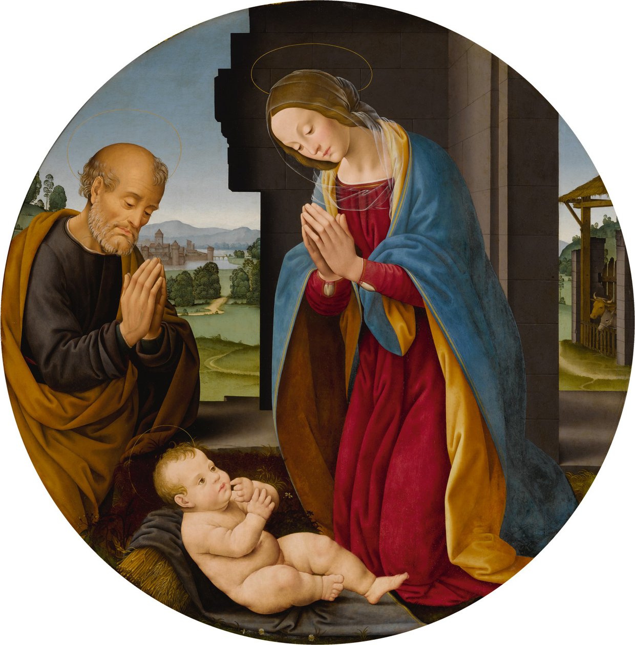 Adoracja Dzieciątka Jezus autorstwa Lorenzo di Credi