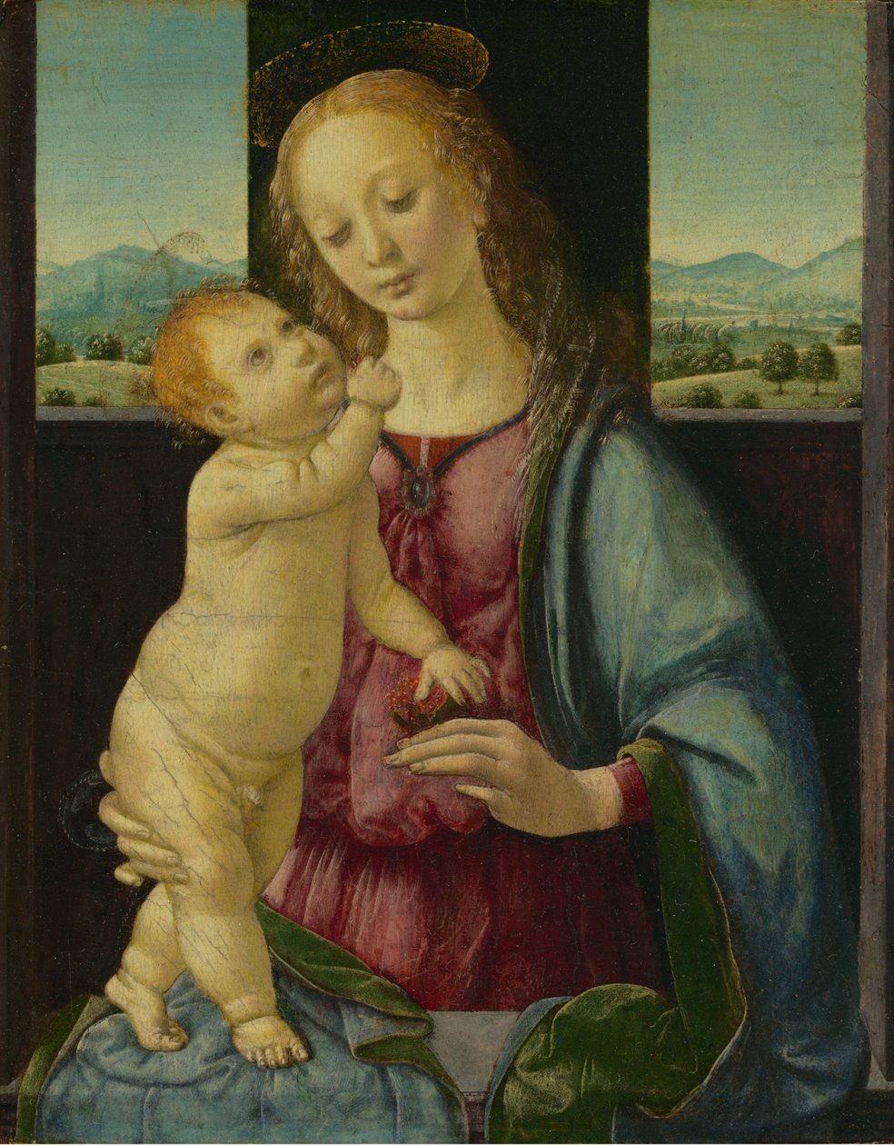 Madonna z Dzieciątkiem z Granatem, 14751480. autorstwa Lorenzo di Credi